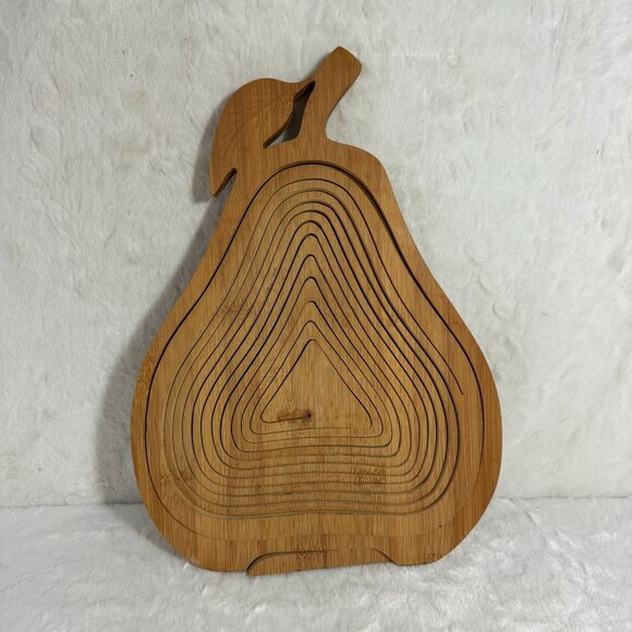 Handcrafted Pear-Shaped Bamboo Folding Collapsible Basket - Picture 2 of 7